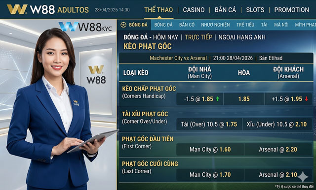Bảng minh họa về kèo phạt góc